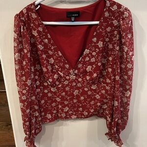 Lucy Paris Red Wrap Ruffled Blouse